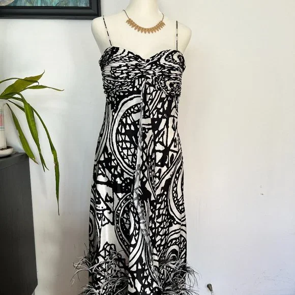 Chetta B | Dresses | Nwot Vintage Chetta B Size Whitebrown Silk Spaghetti  Strap Cocktail Dress | Poshmark